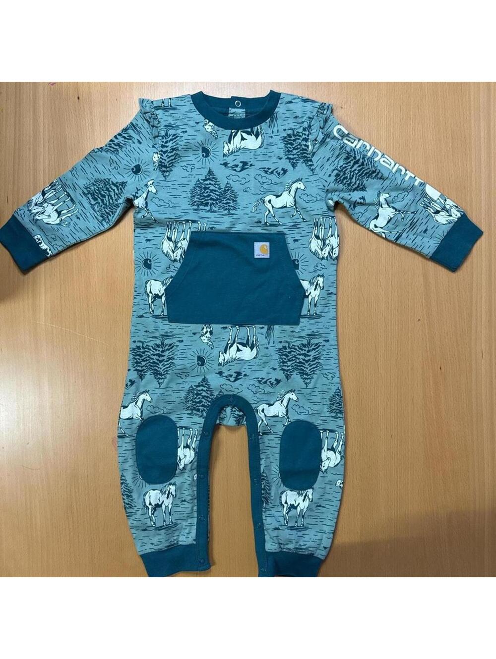 Carhartt blue & green baby onesie #babywear #kids #girlsclothing #horses